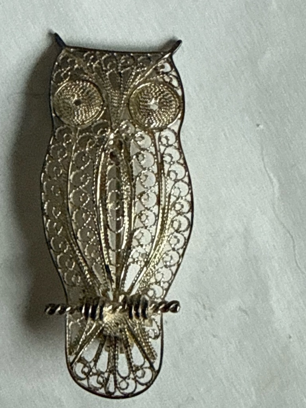 Vintage Silver Owl Brooch